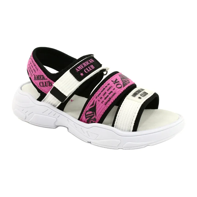 American Club Sandales Sport Insert cuir RL29 / 21 Noir-Fuxia blanche le noir rose