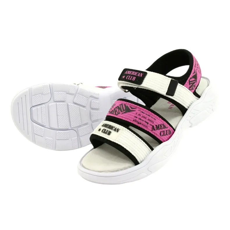 American Club Sandales Sport Insert cuir RL29 / 21 Noir-Fuxia blanche le noir rose