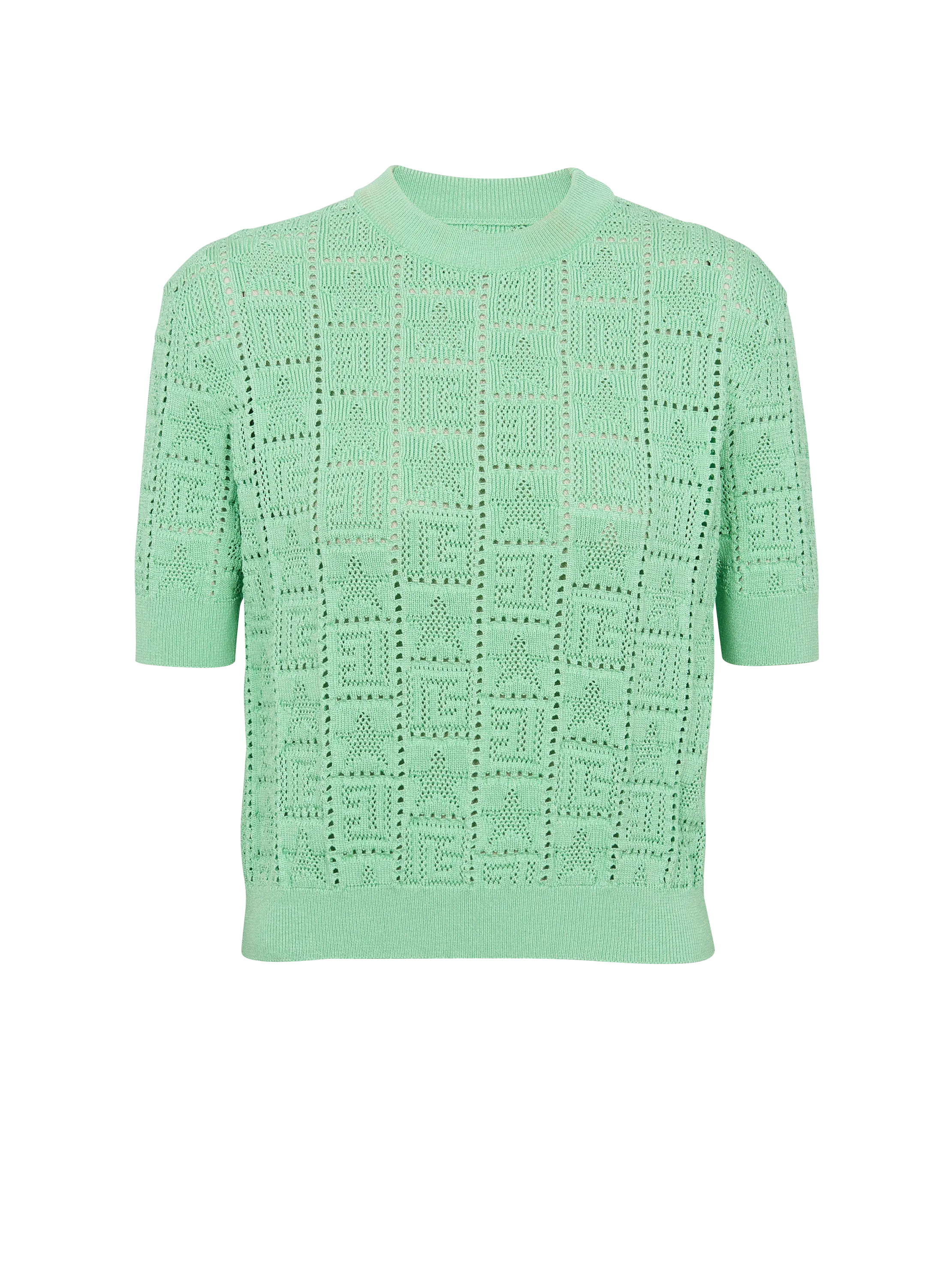 BALMAIN  Pull en maille monogramme - Vert