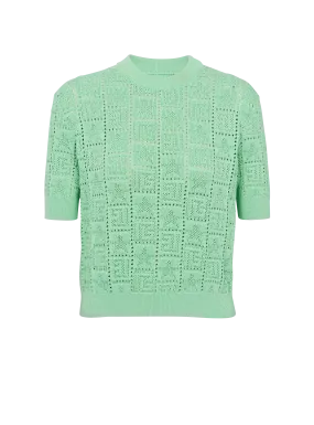 BALMAIN  Pull en maille monogramme - Vert