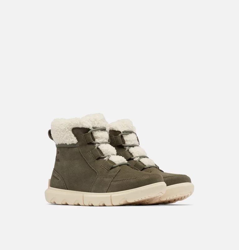 Bottes de Neige Sorel Femme Explorer Next Carnival Waterproof Stone Green Black