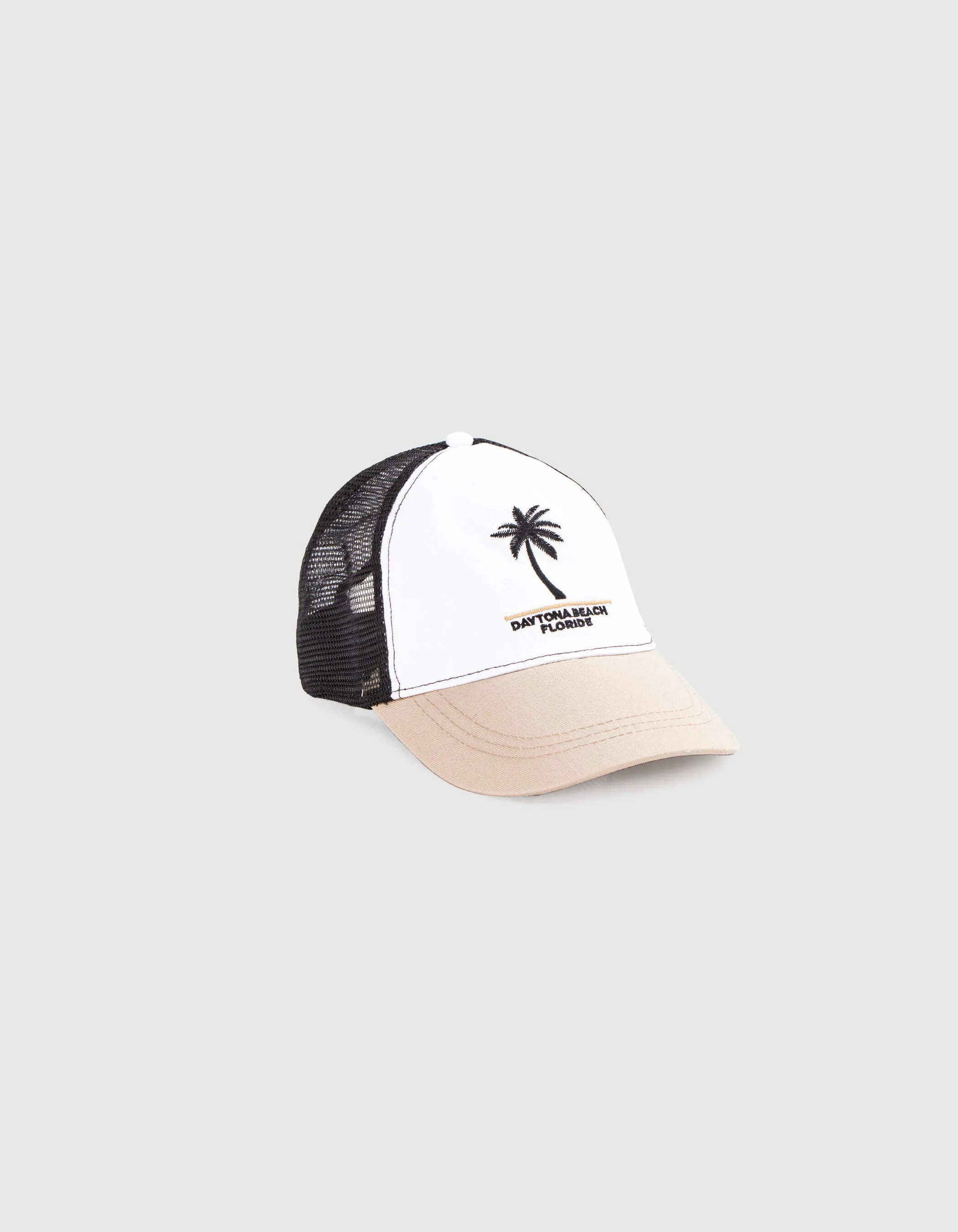 Casquette beige, écrue et filet noir garçon