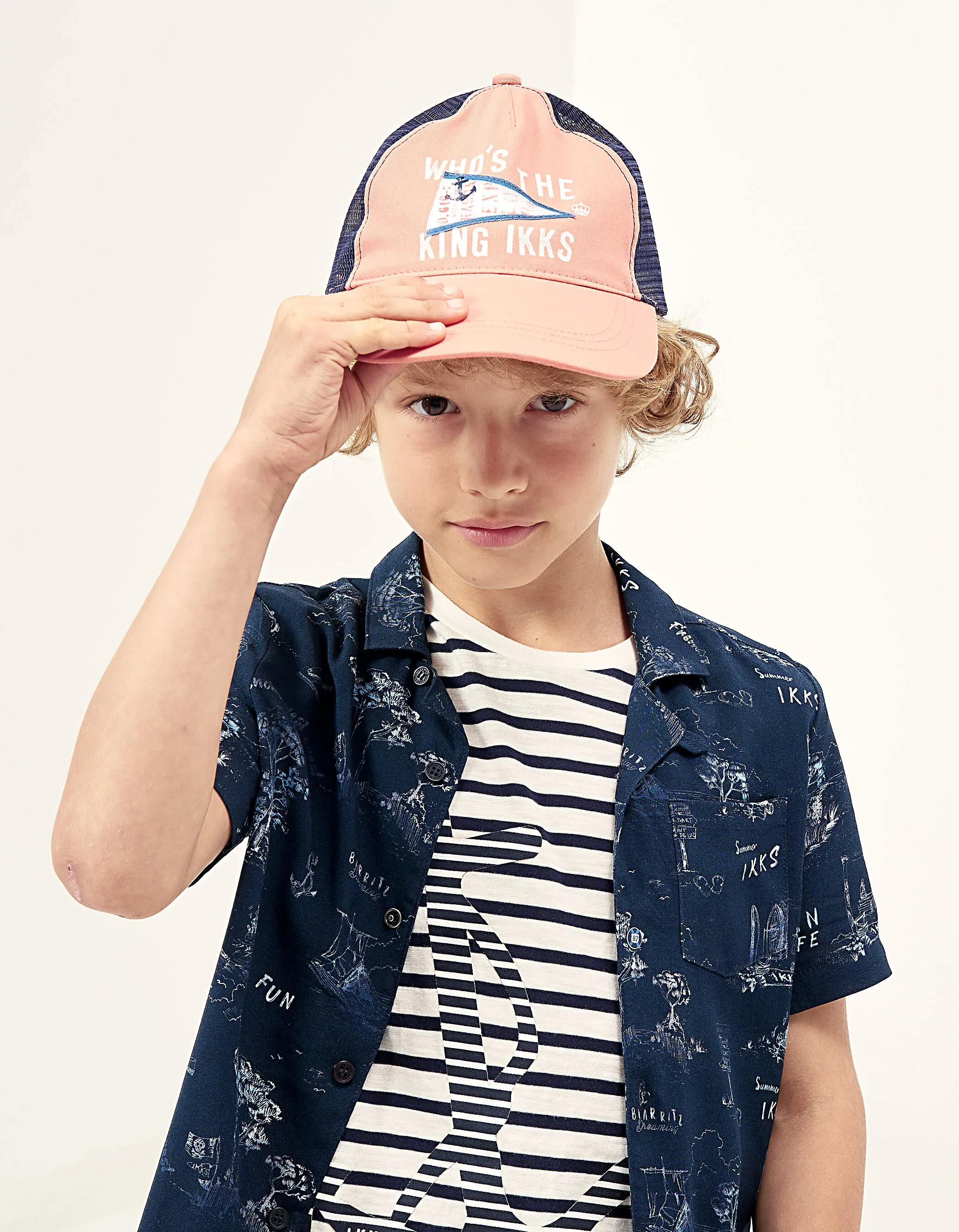 Casquette corail et navy forme baseball garçon 