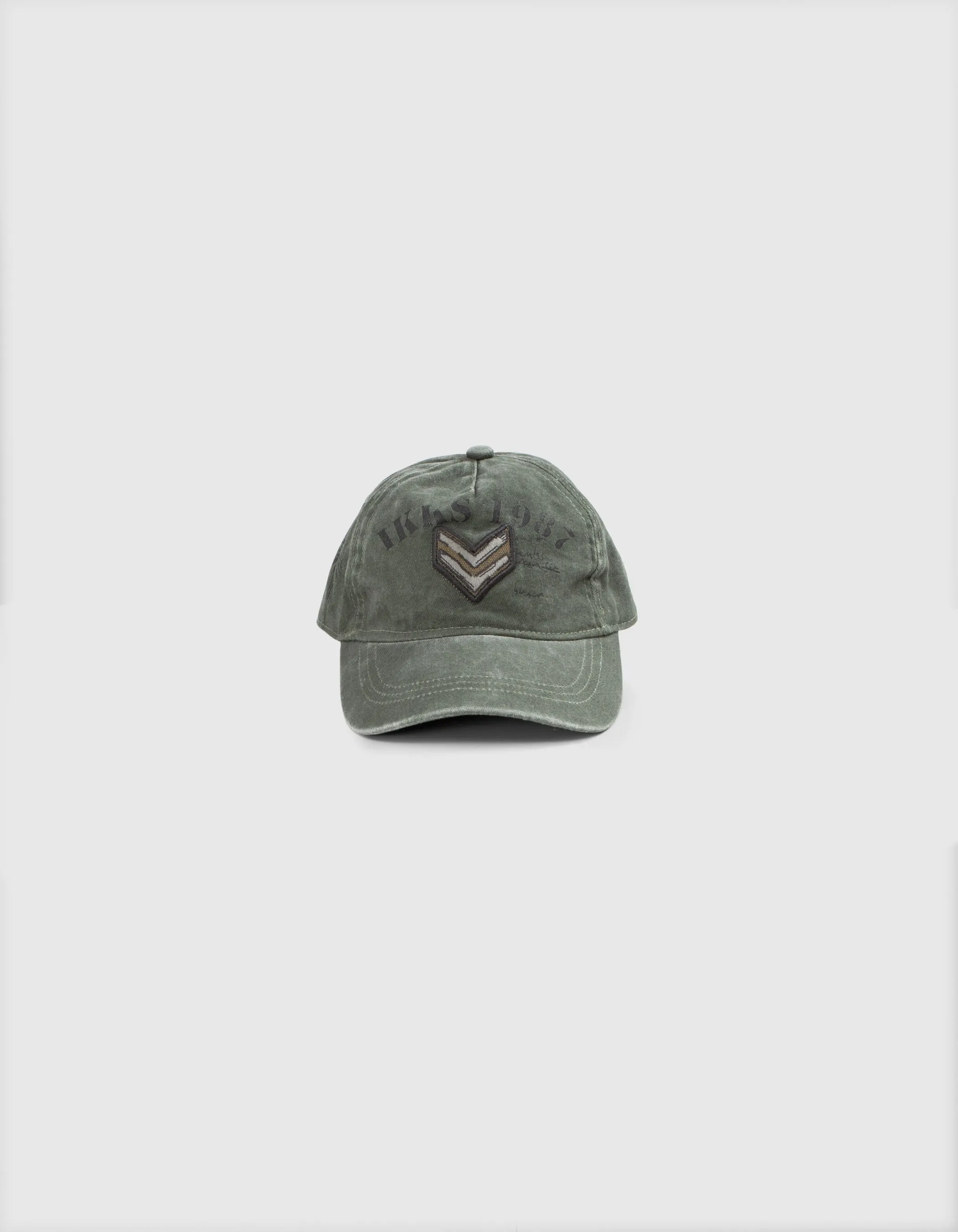 Casquette kaki coton bio badge chevrons garçon