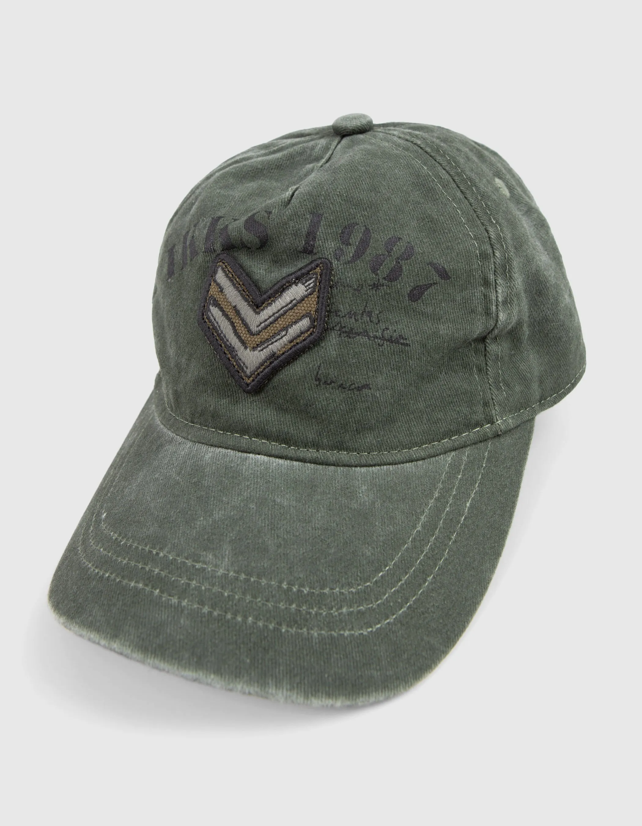 Casquette kaki coton bio badge chevrons garçon