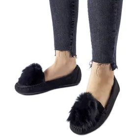 Chaussons isolants noirs avec pompon Marchetti le noir