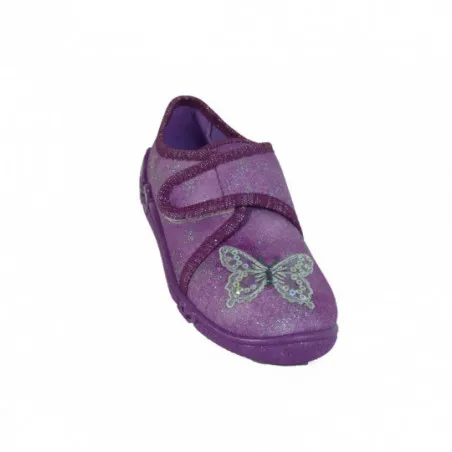 Chaussons Superfit en tissus Fille Gris Smoke Fleur l Igert