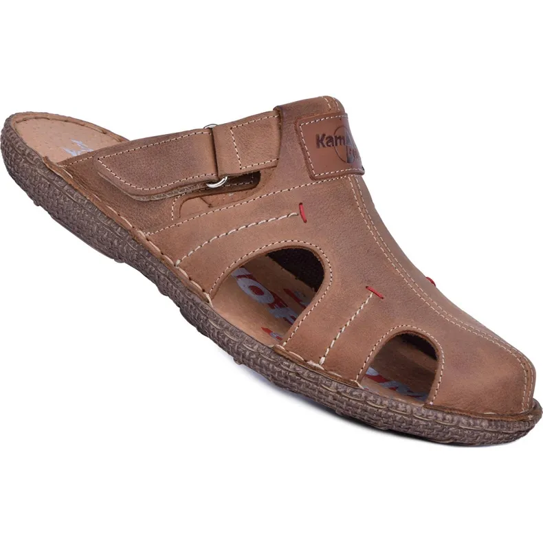 Kampol Chaussons cuir homme 217/22KAM marron brun