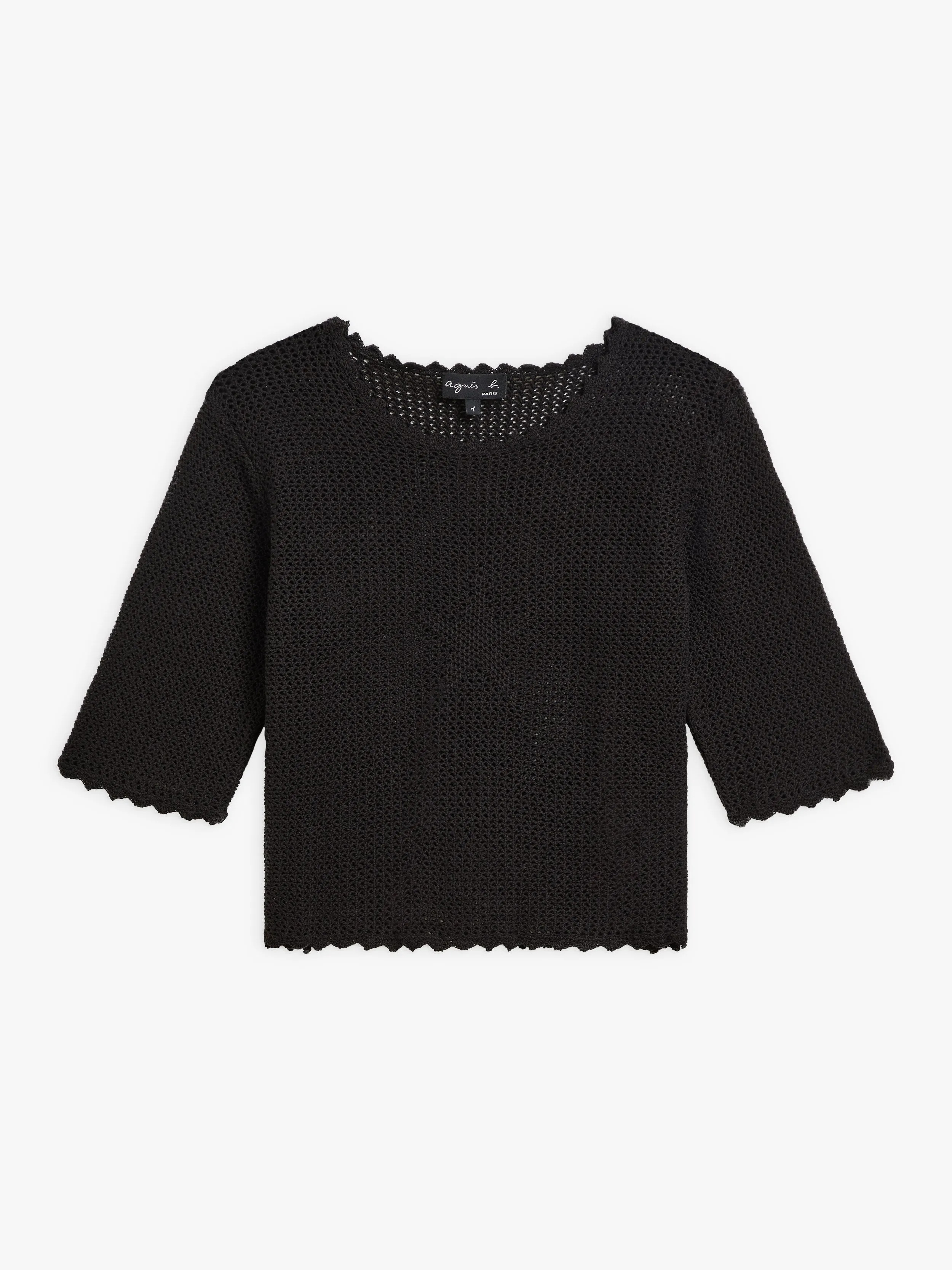 pull Etoile en coton façon crochet noir