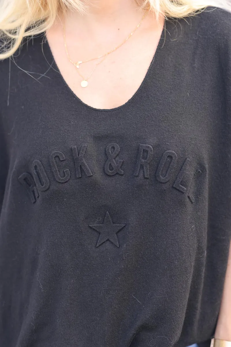 Pull noir col v rock and roll relief