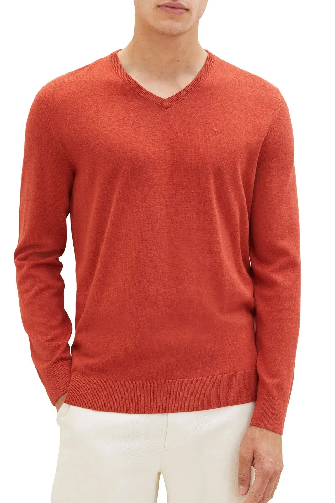 Pull TOM TAILOR BASIC V NECK Warm Red