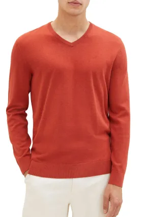 Pull TOM TAILOR BASIC V NECK Warm Red