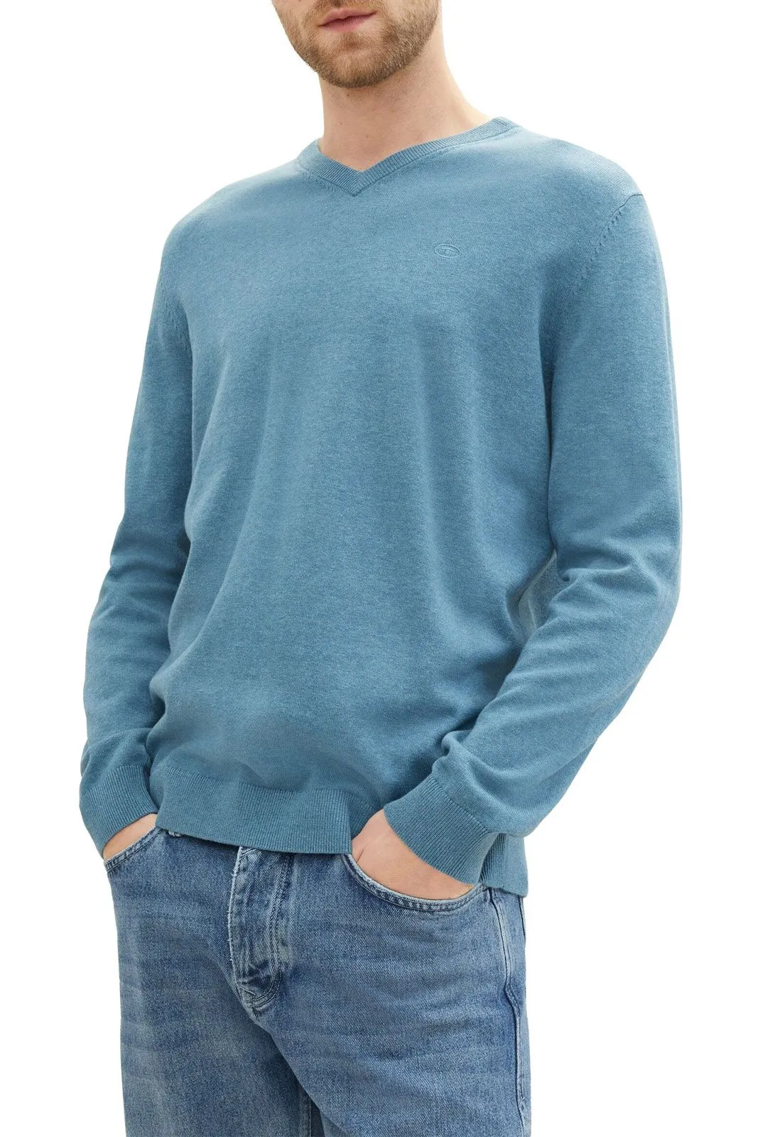 Pull TOM TAILOR V-NECK Blue Water