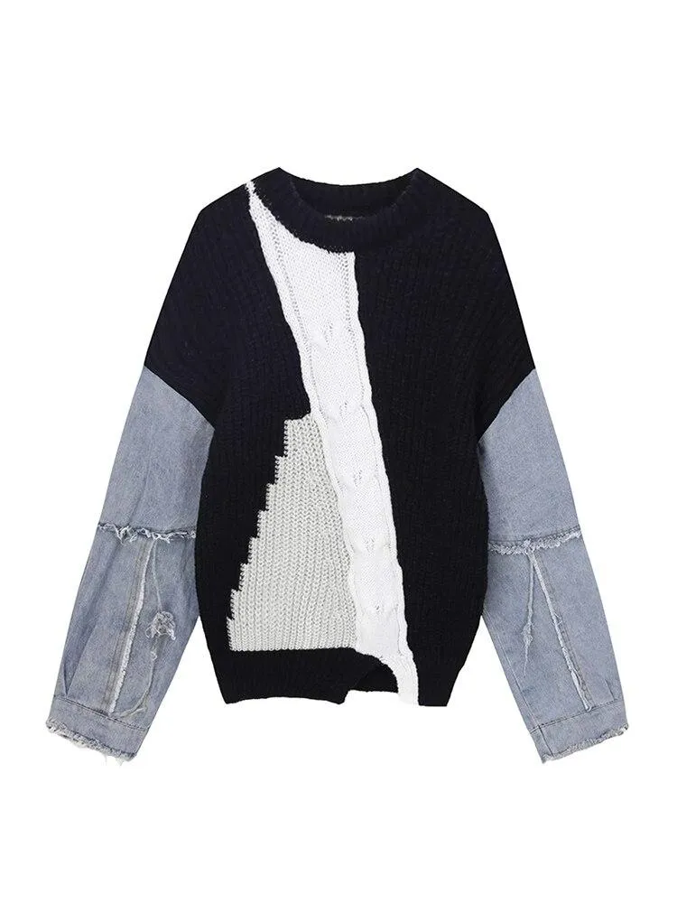 Pull Vintage Jeans Tricot Noir