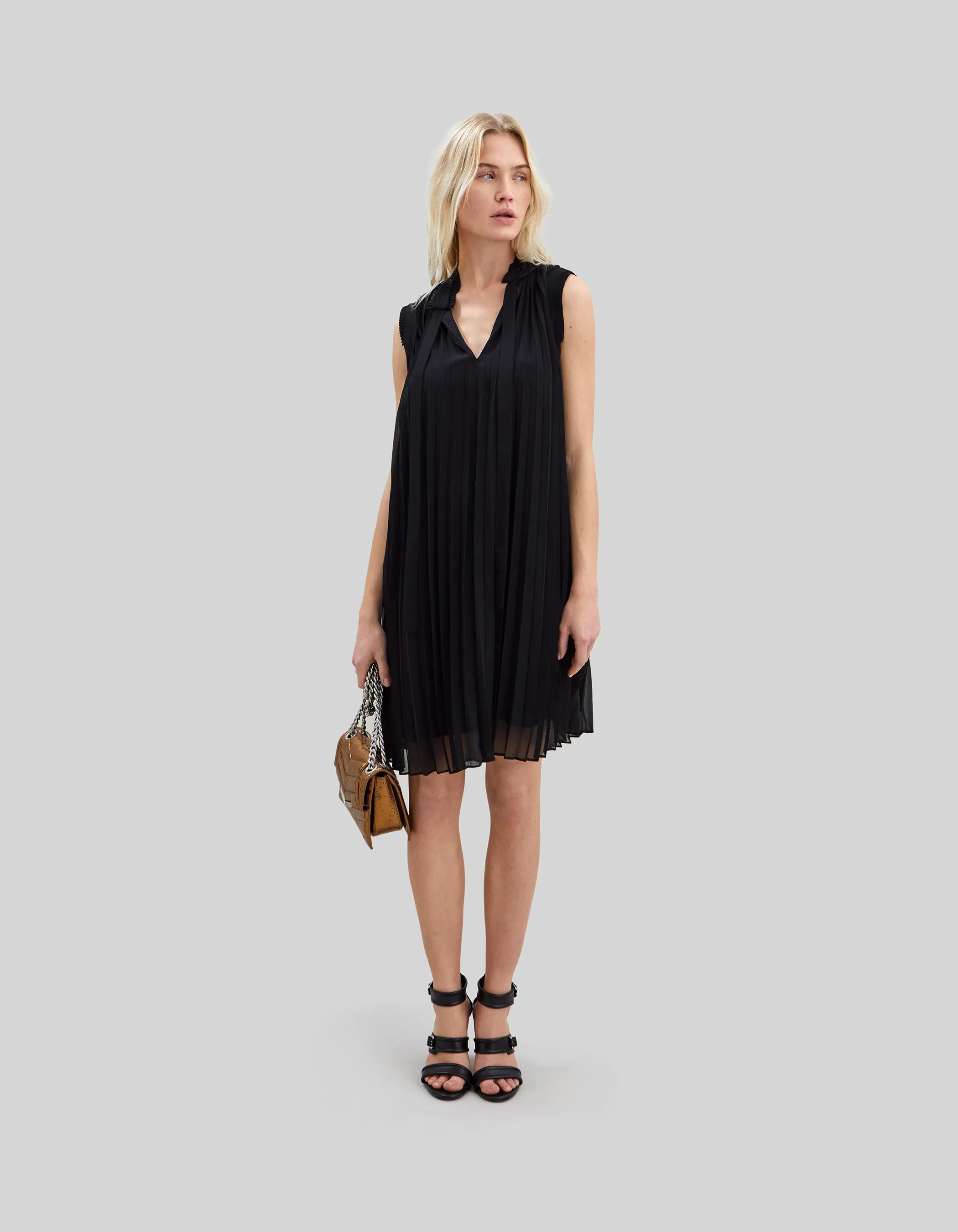 Pure Edition-Robe noire ample plissée Femme