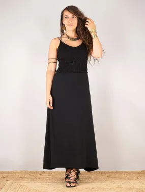 Robe longue avec buste en crochet Nymph, Noir