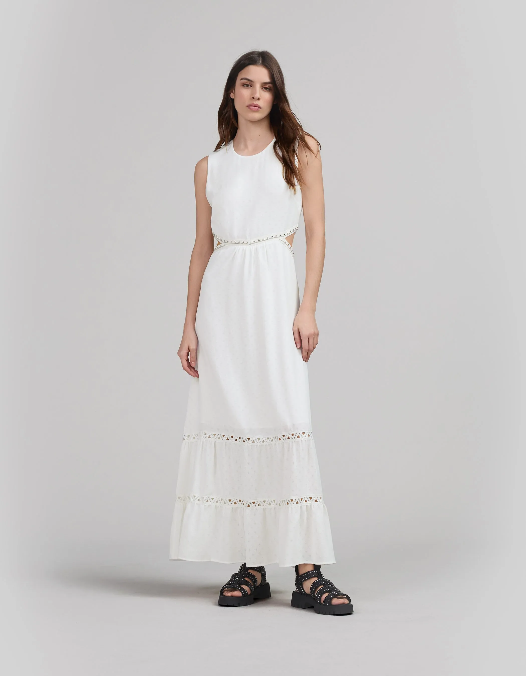 Robe longue blanche recyclée Femme