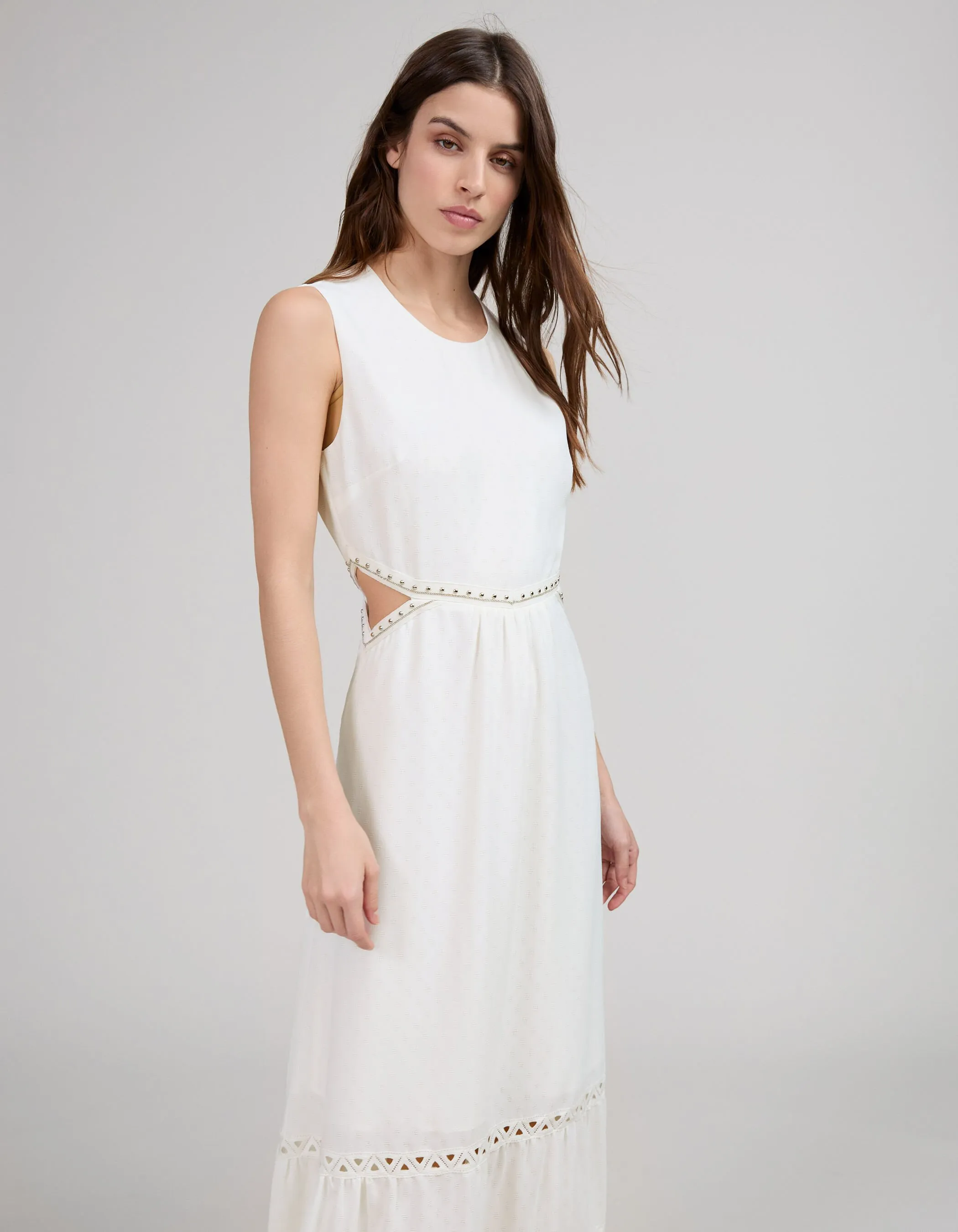 Robe longue blanche recyclée Femme