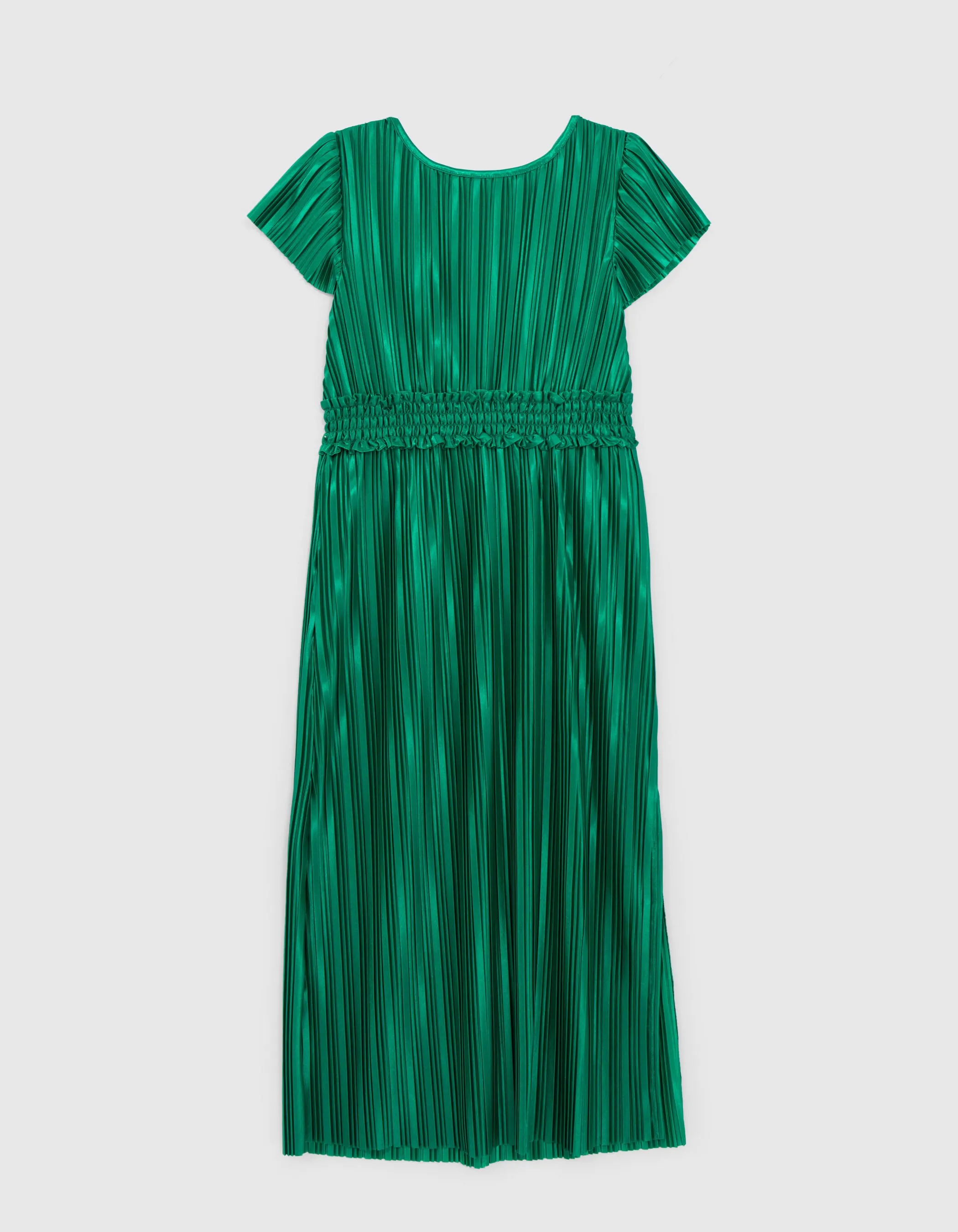 Robe longue verte plissée fille