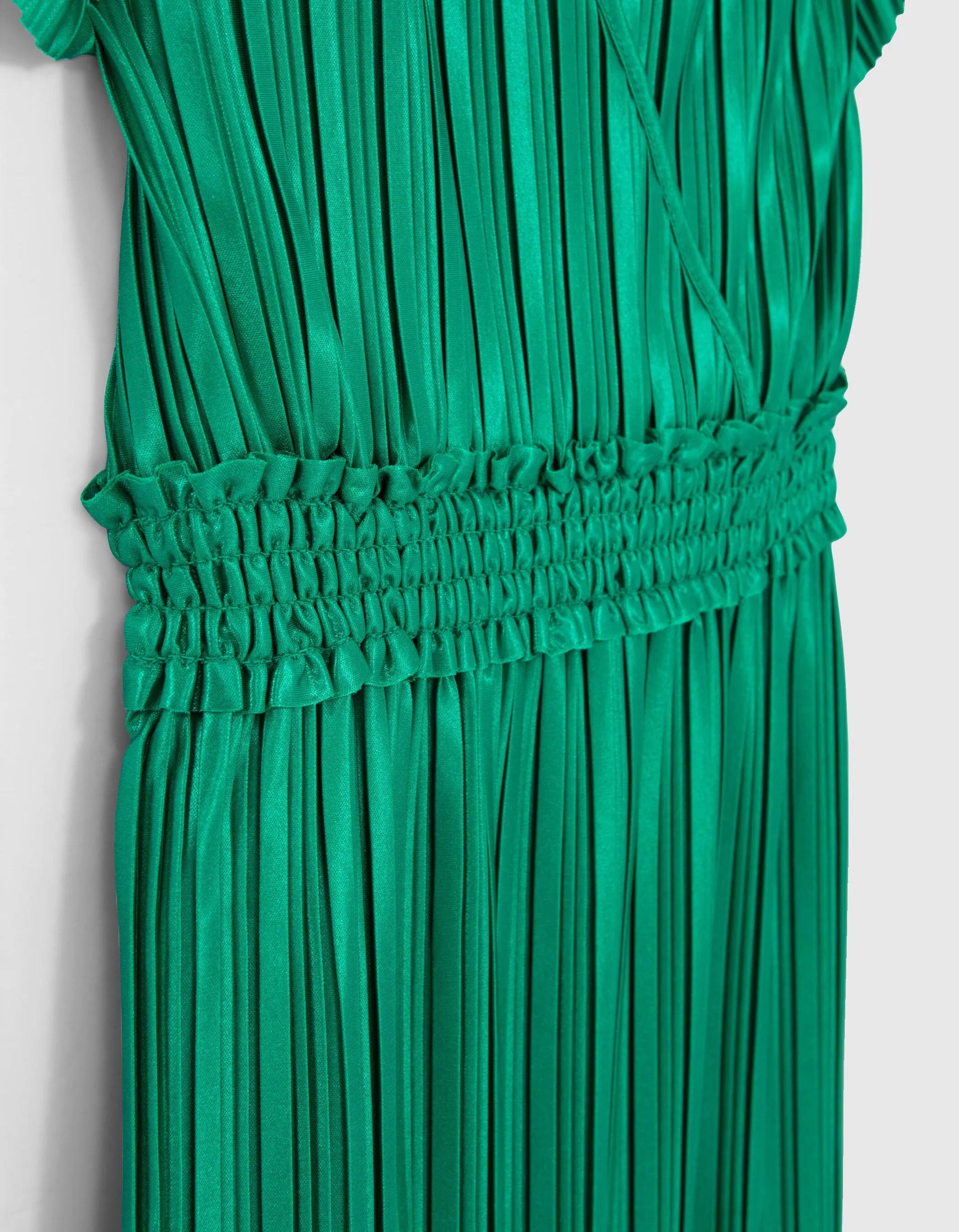 Robe longue verte plissée fille