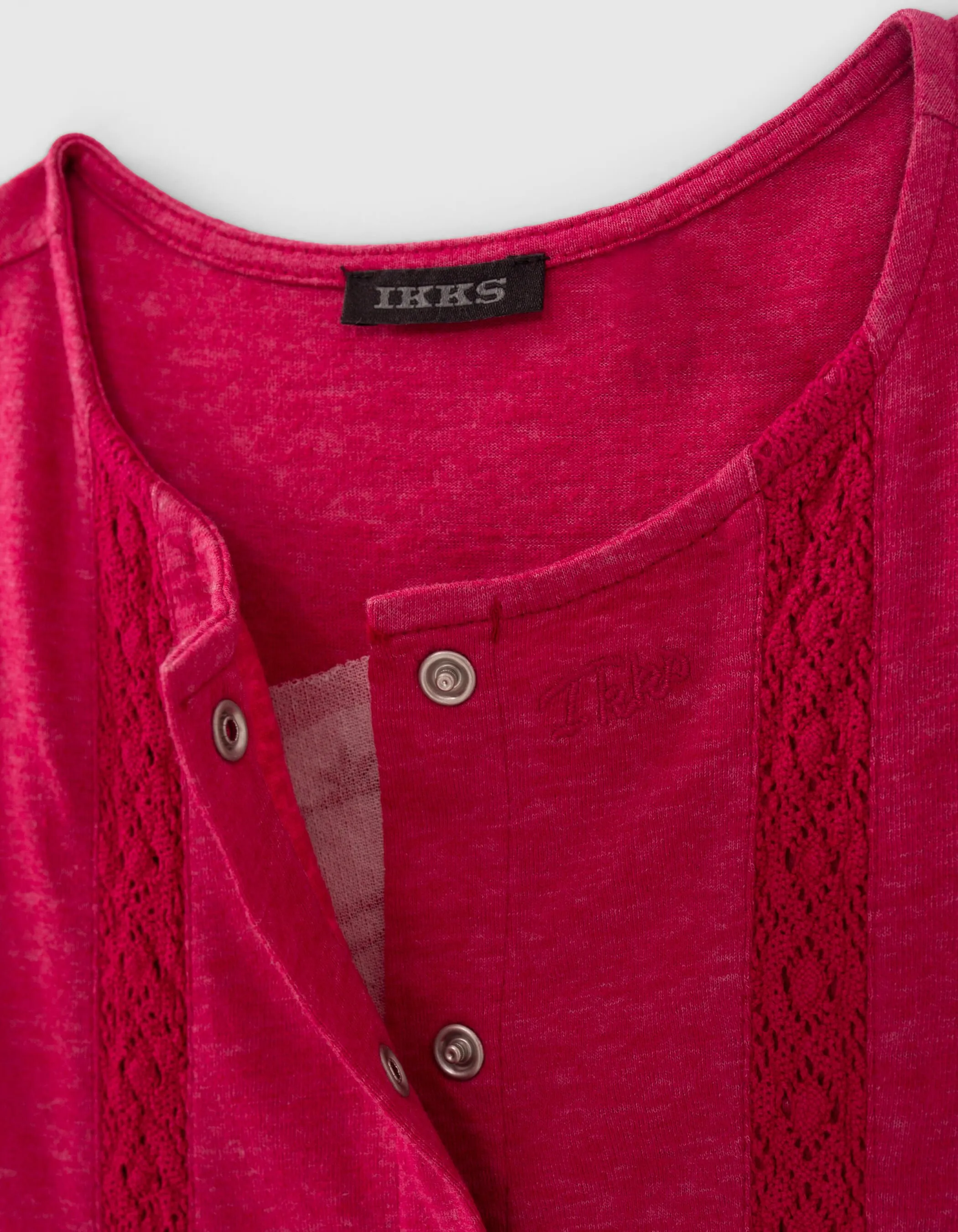 Robe-T-shirt fuchsia avec pressions devant fille