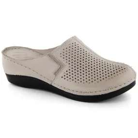 Sandales compensées pour femme en cuir avec élastique taupe T.Sokolski L24-164 beige