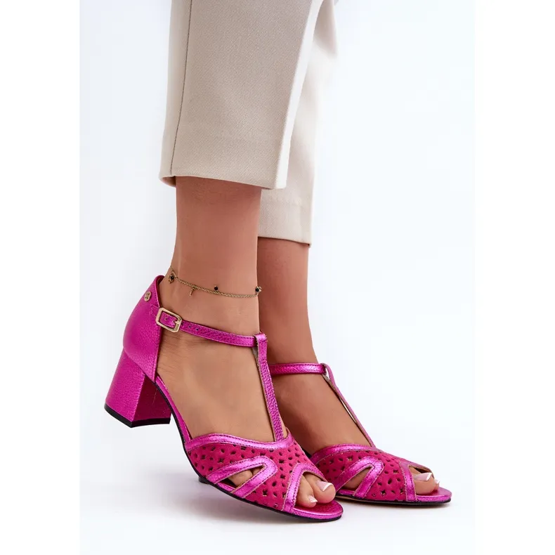 Sandales En Cuir À Talon Haut Pour Femme Maciejka 06551-15 Fuchsia rose