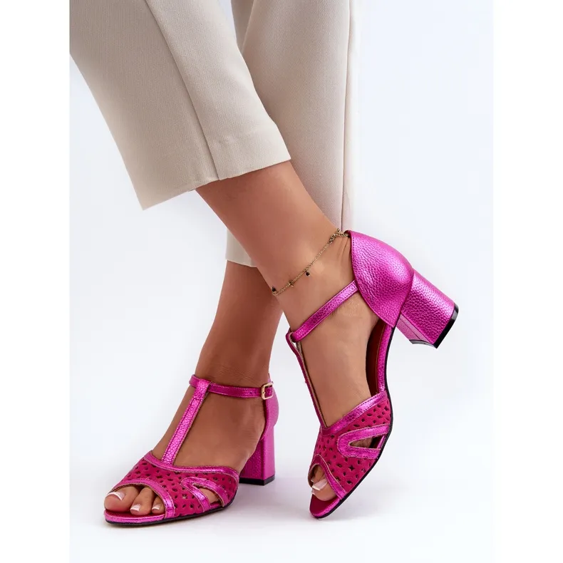 Sandales En Cuir À Talon Haut Pour Femme Maciejka 06551-15 Fuchsia rose