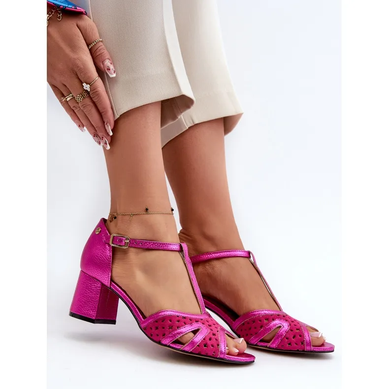 Sandales En Cuir À Talon Haut Pour Femme Maciejka 06551-15 Fuchsia rose