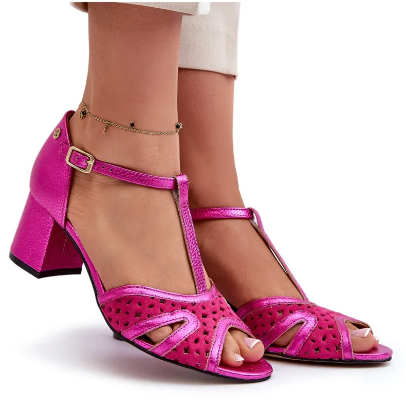 Sandales En Cuir À Talon Haut Pour Femme Maciejka 06551-15 Fuchsia rose