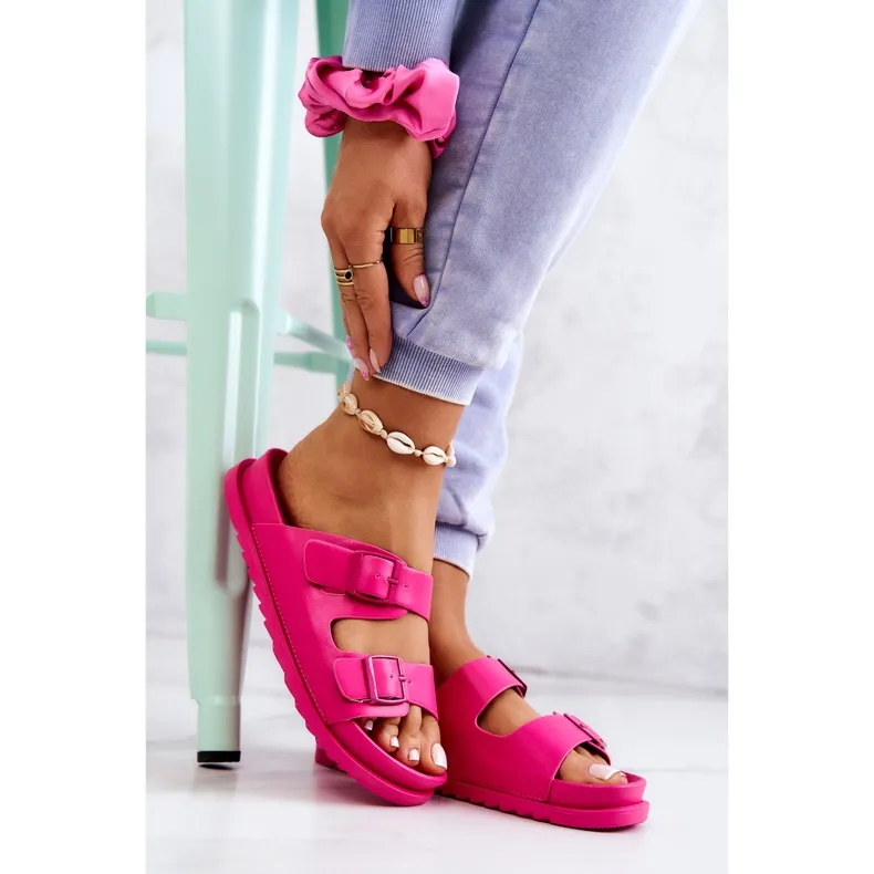 S.Barski Chaussons Caoutchouc Avec Boucle Fuchsia Corina rose