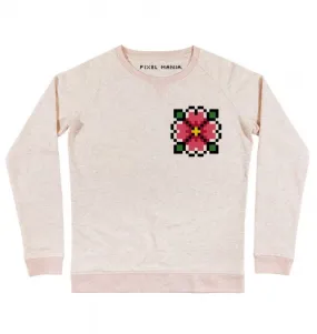 Sweat Femme Pixel Fleur - Sweat-shirt Tendance Pixel Art | Grafitee