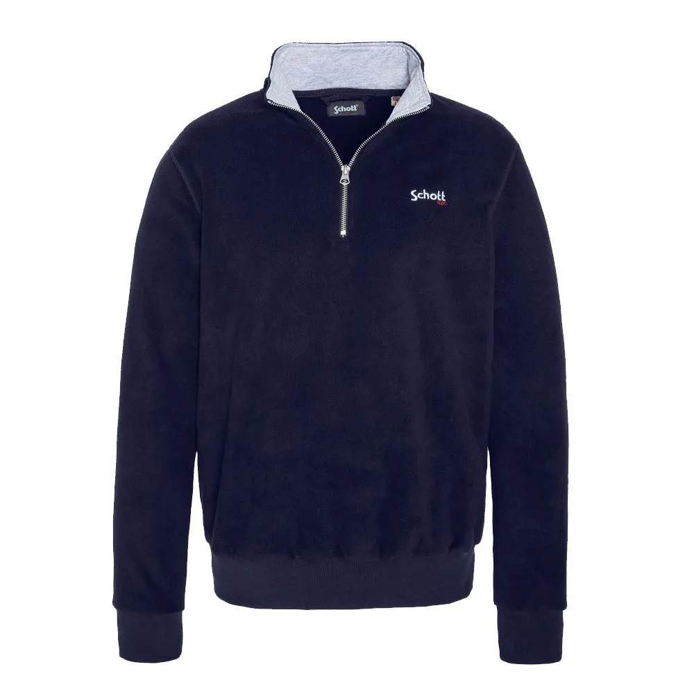 Sweat Polaire Marine Homme Schott Half Zipped