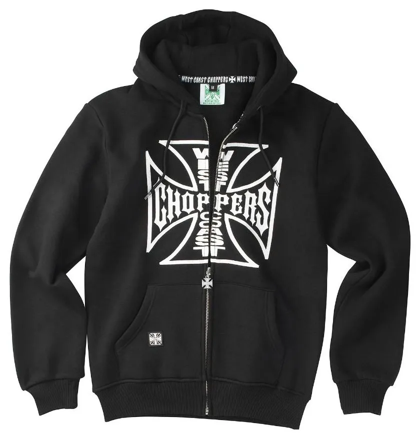 Sweat West Coast Chopper OG Logo zip noir, sweat biker