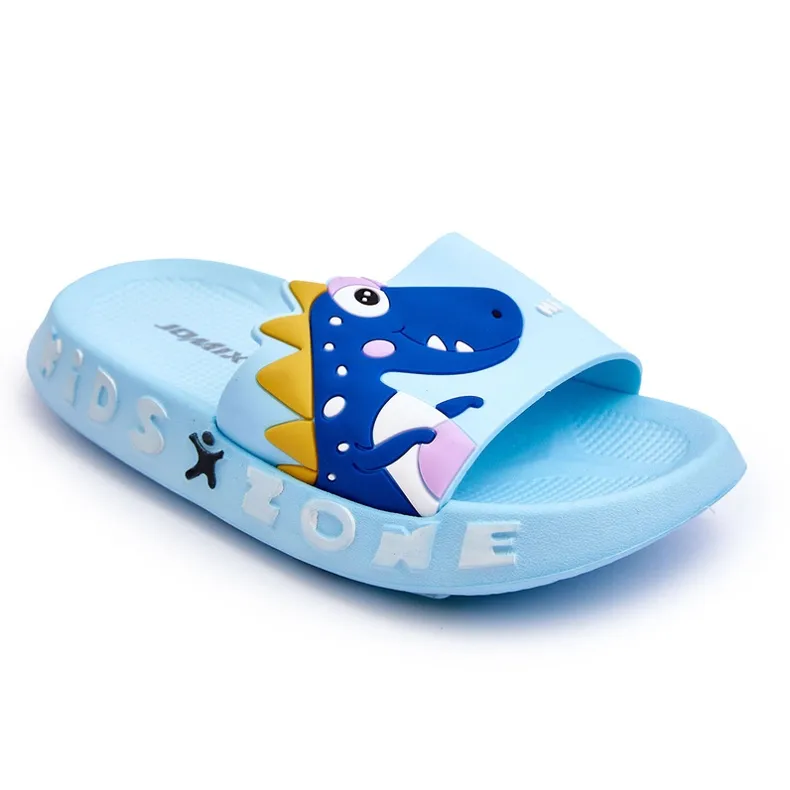 WJ1 Chaussons Mousse Enfant Dinosaure Bleu Clair Dario