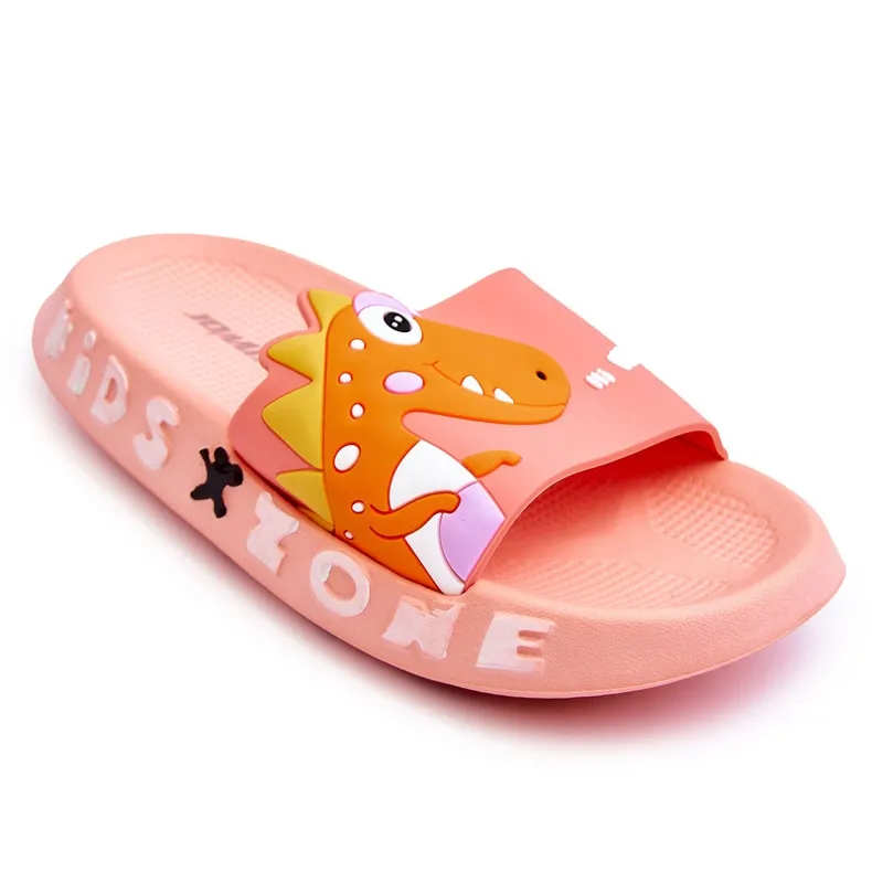 WJ1 Chaussons Mousse Enfant Dinosaure Rose Clair Dario